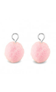 Pompom charm with loop 10mm - Silver-light pink